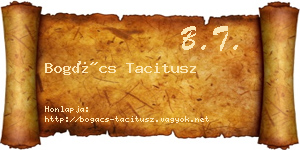 Bogács Tacitusz névjegykártya